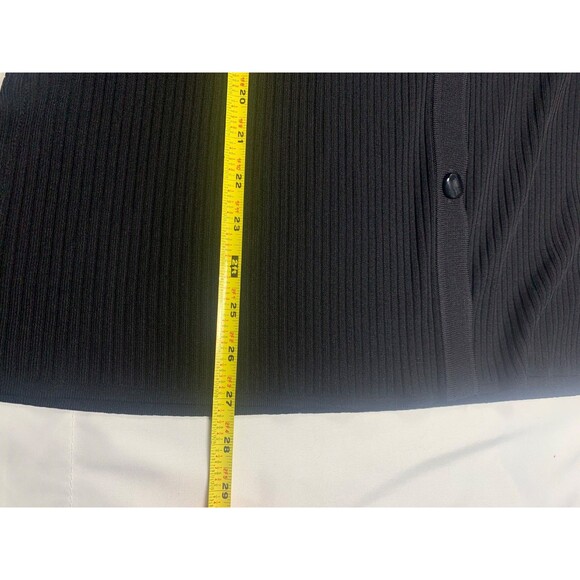 Misook Woman Size 1X  Black Ribbed Button Front Shirt Large Ruffle Collar - Picture 7 of 8